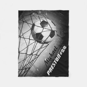 Personalised Cool Vintage Grunge Football in Goal Fleece Blanket