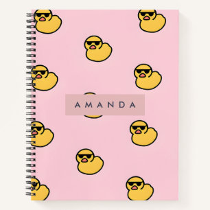 Personalised Cool Yellow Rubber Duck Pattern Notebook