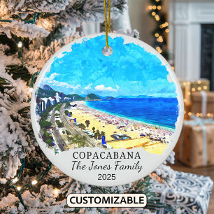 Personalised Copacabana Ornament, Rio de Janiro Ceramic Tree Decoration