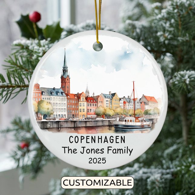 Personalised Copenhagen Ornament, Denmark Ceramic Tree Decoration (Creator Uploaded)