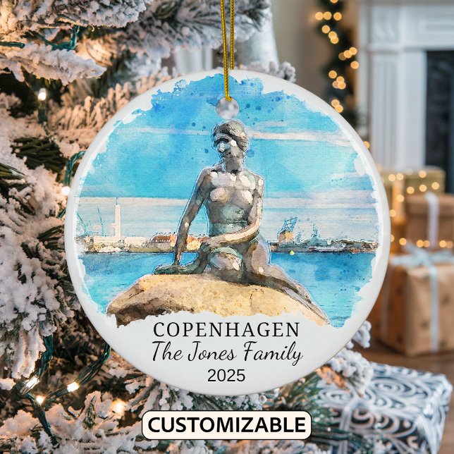 Personalised Copenhagen Ornament, Denmark Gift Ceramic Tree Decoration (Creator Uploaded)