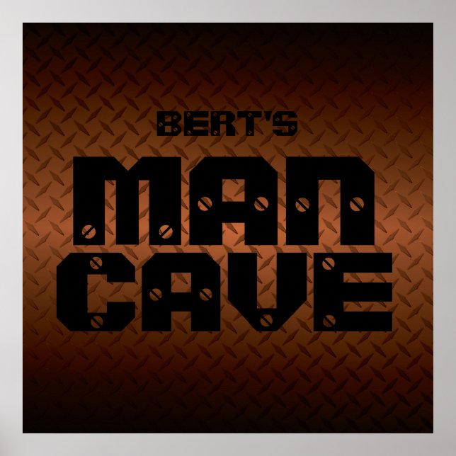 Personalised Copper Diamondplate Man Cave Poster (Front)