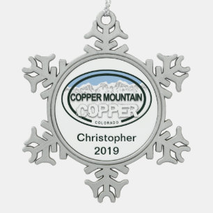 Personalised Copper Mountain Colorado Christmas Snowflake Pewter Christmas Ornament