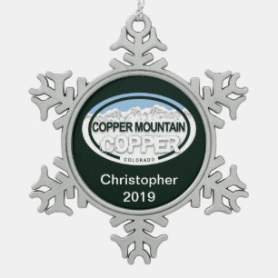 Personalised Copper Mountain Colorado Rockies Snowflake Pewter Christmas Ornament