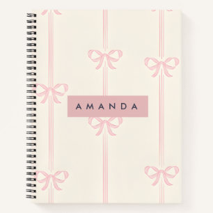 Personalised Coquette Blush Pink Bow Ribbon  Notebook