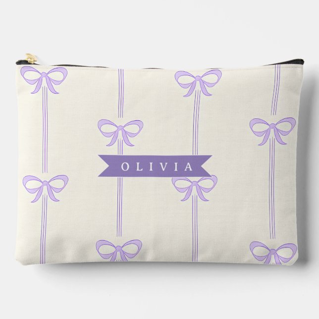 Personalised Coquette Bow Name Girly Aesthetic Accessory Pouch (Front)