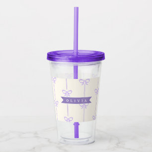 Personalised Coquette Bow Name Girly Aesthetic Acrylic Tumbler
