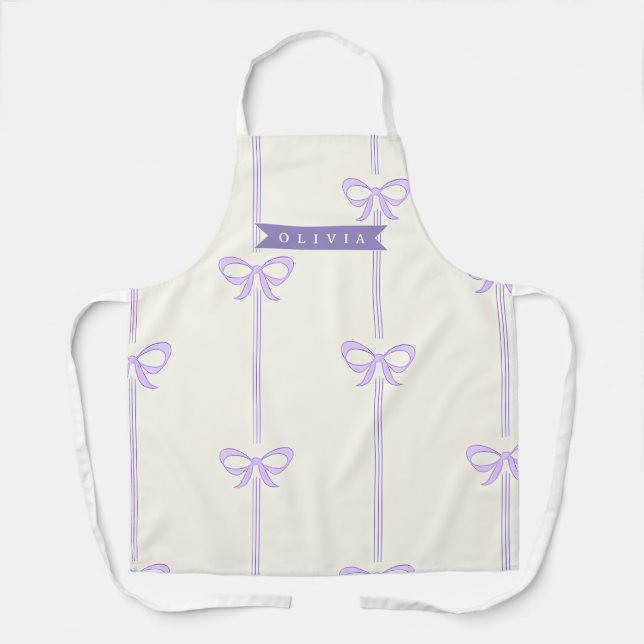Personalised Coquette Bow Name Girly Aesthetic Apron (Front)