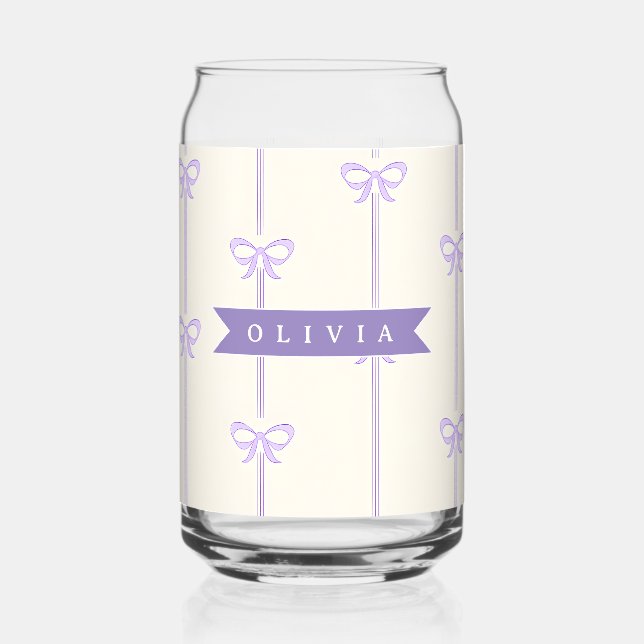 Personalised Coquette Bow Name Girly Aesthetic Can Glass (Front)