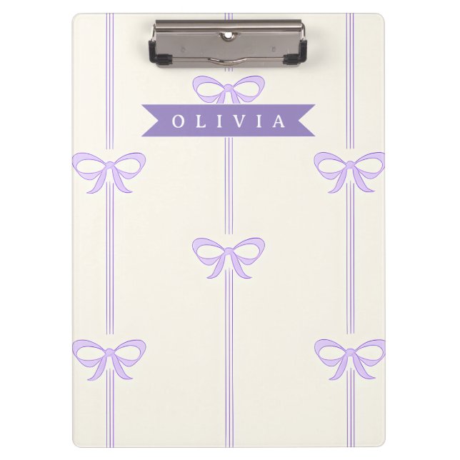 Personalised Coquette Bow Name Girly Aesthetic Clipboard (Front)