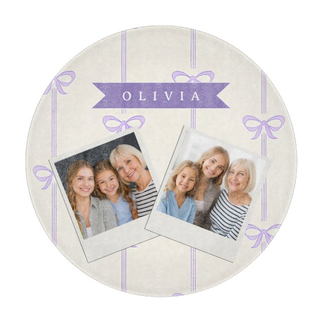 Personalised Coquette Bow Name Girly Aesthetic Cutting Board (Front)