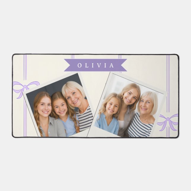 Personalised Coquette Bow Name Girly Aesthetic Desk Mat (Front)