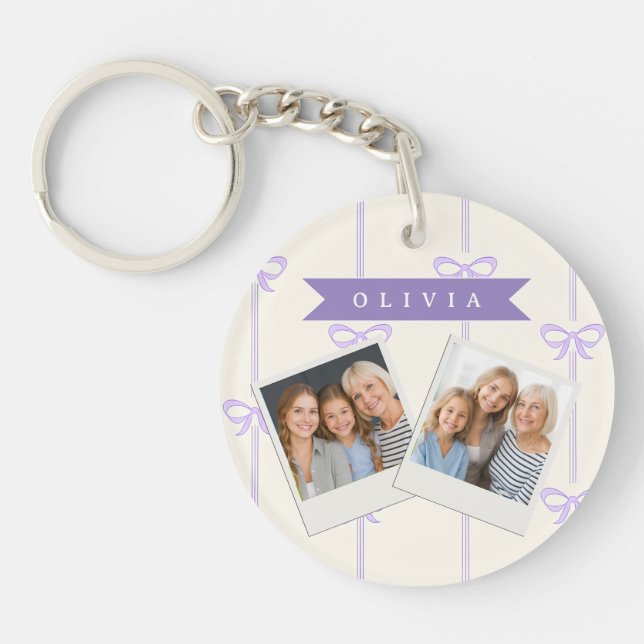 Personalised Coquette Bow Name Girly Aesthetic Key Ring (Front)