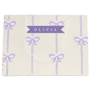 Personalised Coquette Bow Name Girly Aesthetic Large Gift Bag