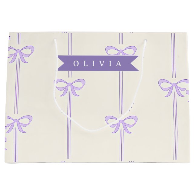 Personalised Coquette Bow Name Girly Aesthetic Large Gift Bag (Front)