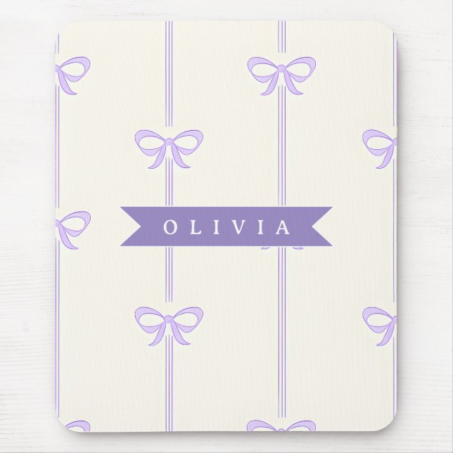 Personalised Coquette Bow Name Girly Aesthetic Mouse Pad (Front)
