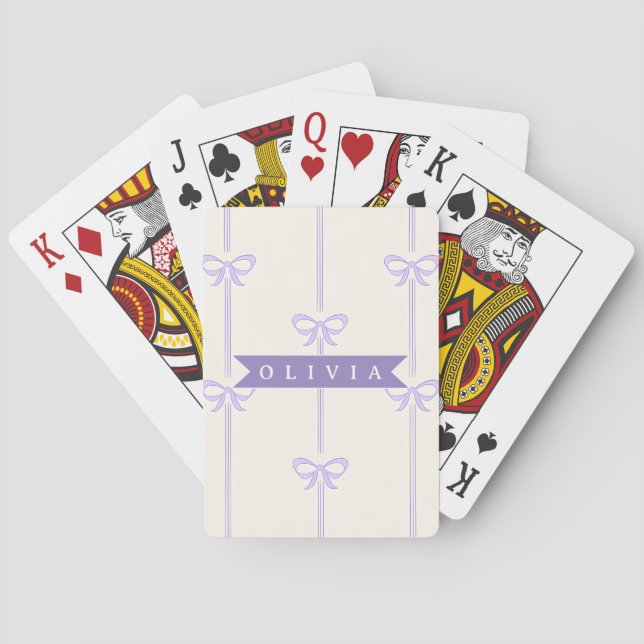 Personalised Coquette Bow Name Girly Aesthetic Playing Cards (Back)
