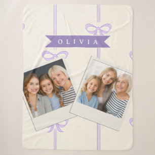 Personalised Coquette Bow Name Girly Aesthetic Sherpa Blanket