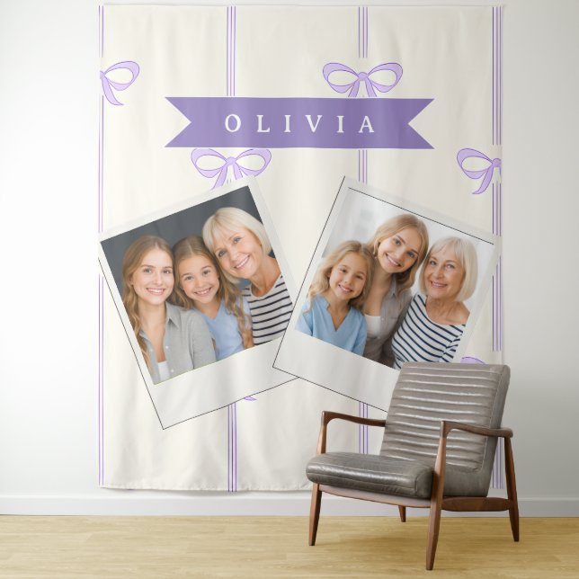 Personalised Coquette Bow Name Girly Aesthetic Tapestry (In Situ)