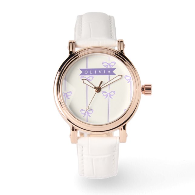 Personalised Coquette Bow Name Girly Aesthetic Watch (Front)