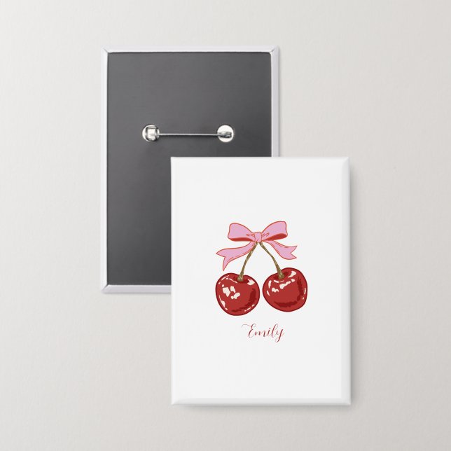 Personalised Coquette Cherry Bow Name  (Front/Back)