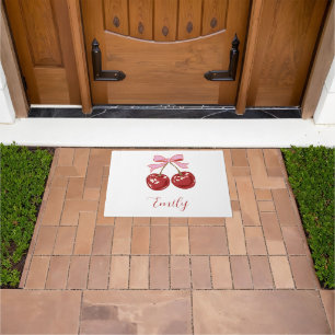  Personalised  Coquette Cherry Bow Name Doormat