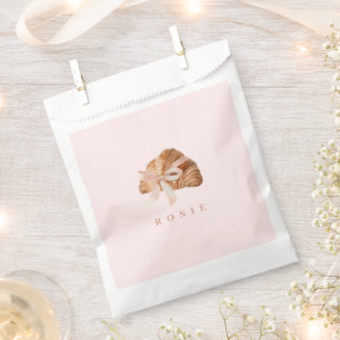 Personalised Coquette Croissant Pink Ribbon Favour Bags
