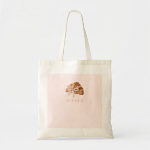 Personalised Coquette Croissant Pink Ribbon Tote Bag