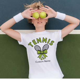Personalised Coquette Girls Tennis with Bow Racket T-Shirt