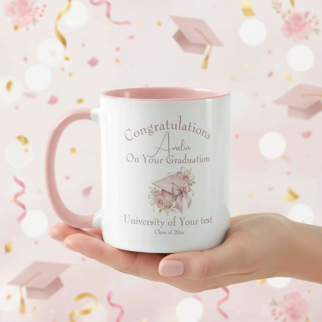 Personalised Coquette girly graduation cap Mug (Creator Uploaded)