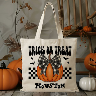 Personalised Coquette Pumpkin Trick Or Treat Candy Tote Bag
