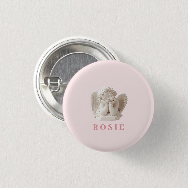 Personalised Coquette Sleeping Angel Sculpture 3 Cm Round Badge (Front & Back)