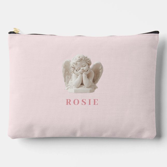 Personalised Coquette Sleeping Angel Sculpture Accessory Pouch (Front)