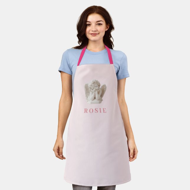 Personalised Coquette Sleeping Angel Sculpture  Apron (Worn)