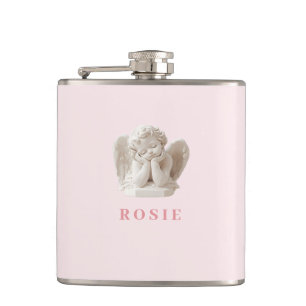 Personalised Coquette Sleeping Angel Sculpture Hip Flask