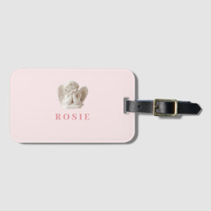 Personalised Coquette Sleeping Angel Sculpture Luggage Tag