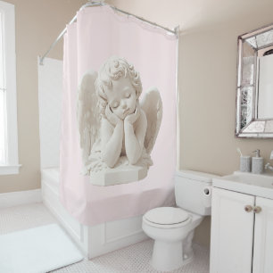 Personalised Coquette Sleeping Angel Sculpture Shower Curtain