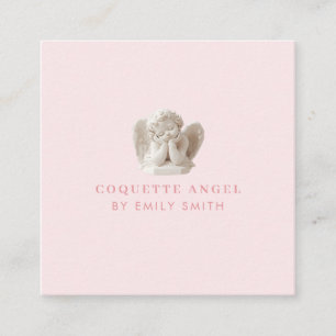 Personalised Coquette Sleeping Angel Sculpture Square Business Card