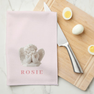 Personalised Coquette Sleeping Angel Sculpture Tea Towel