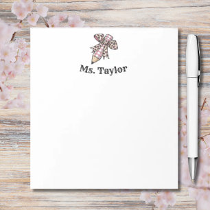 Personalised Coquette watercolor pencil with  bow Notepad