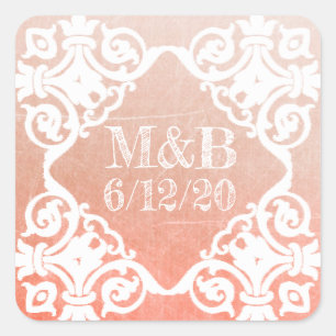 Personalised Cora Wedding Date & Initials Stickers