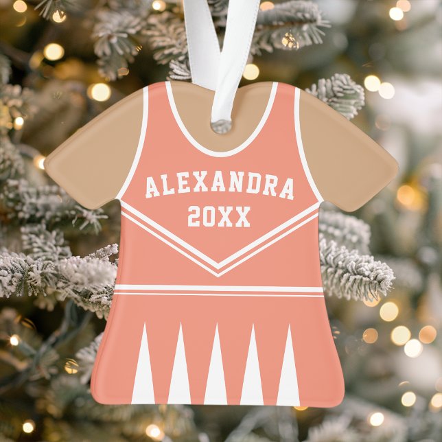 Personalised Coral Cheerleader Uniform Ornament (Creator Uploaded)