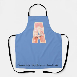 Personalised Coral mandala monogram A Apron