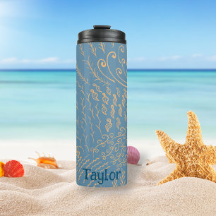 Personalised   Coral Reef Shell Print Thermal Tumbler