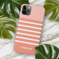 Personalised Coral Salmon Peach Orange Stripes