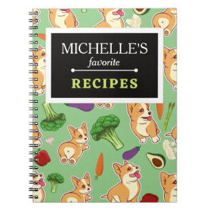 Personalised Corgi and Food Pattern Recipe Book