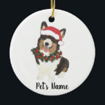 Personalised Corgi (Black Headed Tricolor) Ceramic Tree Decoration<br><div class="desc">Make the nice list this year with an ornament of your favourite little elf!</div>