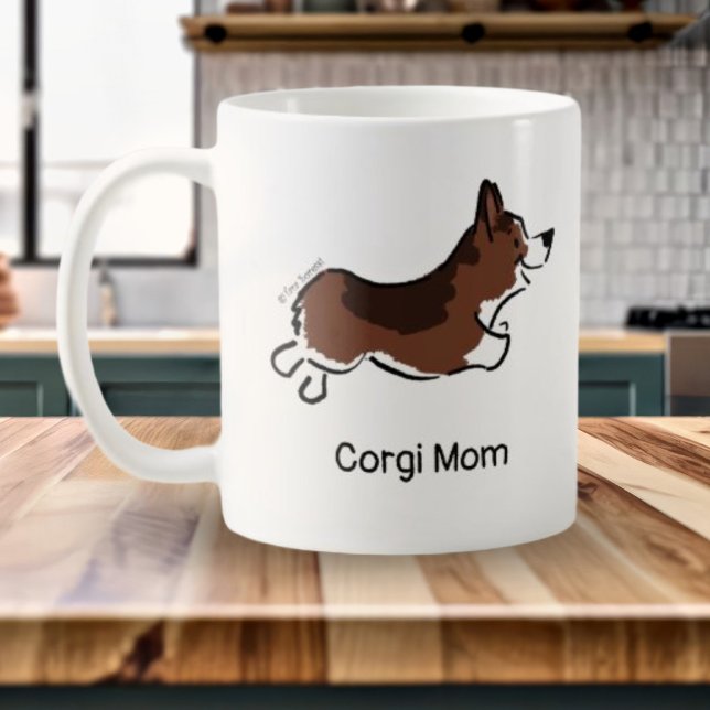 Personalised Corgi Cartoon Simple White Coffee Mug (Creator Uploaded)