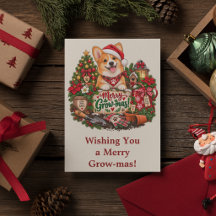 Personalised Corgi Christmas Card, Gardening Lover