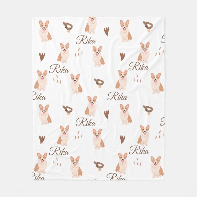 Personalised Corgi Dog Baby Blanket | Custom Name  (Front)